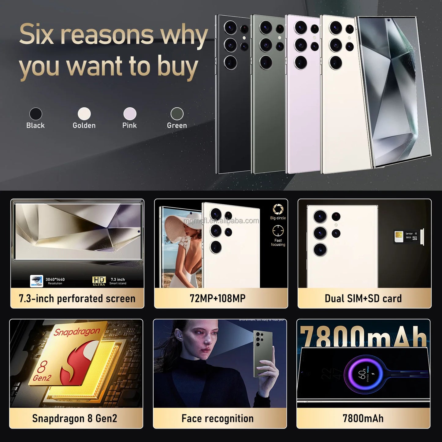 S24 Ultra Original S24 ultra 5g Smart Phones 72MP+108MP HD Beauty Camera 16GB+1TB 7.3inch Android13 Mobile Phone